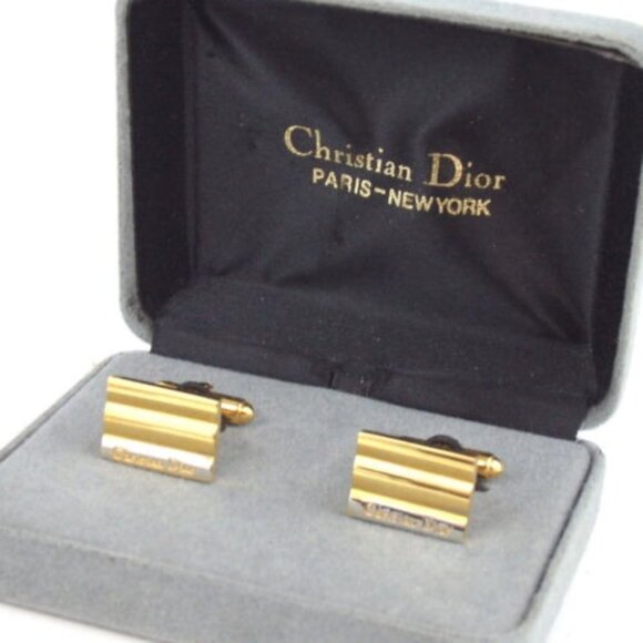 Authentic Christian Dior logo cuffs metal [Used] - Picture 1 of 1